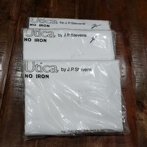 Vintage Utica White No Iron Flat Sheets Set Of 3
